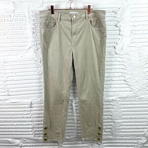 Made & Loved LOFT Velvet Ankle Pant Neutral Cream Size High Rise Gold Accents 12
